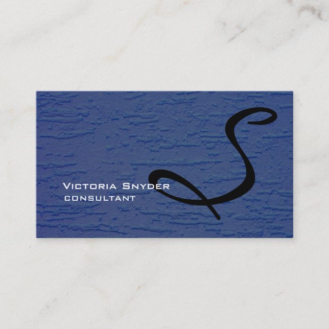 Tarjeta De Visita Elegante Blue Wall Textura Monograma Profesional (Anverso)
