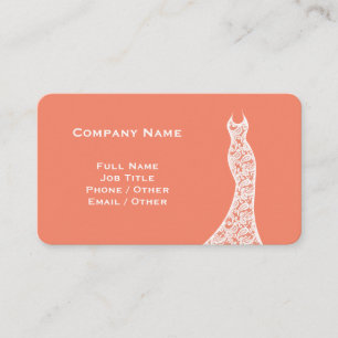 Tarjeta De Visita Elegante Boda de encaje Vestido coral