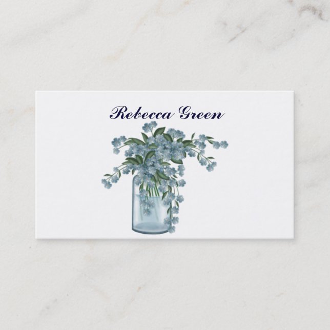 Tarjeta De Visita elegante boda de flores silvestres azules del jard (Anverso)