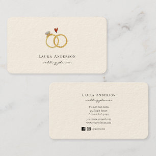Tarjeta De Visita Elegante Boda de oro anillos Bodas Planner