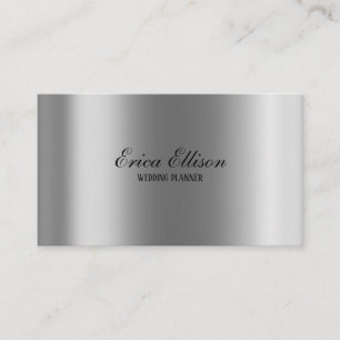 Tarjeta De Visita Elegante Boda Minimalista Moderna Metálica Platead