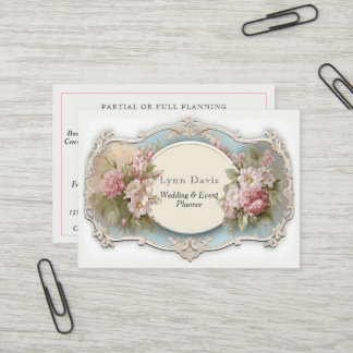 Tarjeta De Visita Elegante Boda victoriano rosa Roses Vintage
