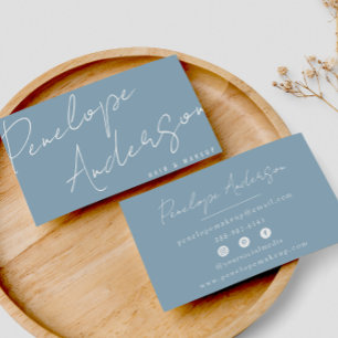 Tarjeta De Visita Elegante Boho Azul Moda Neutral Minimalista modern