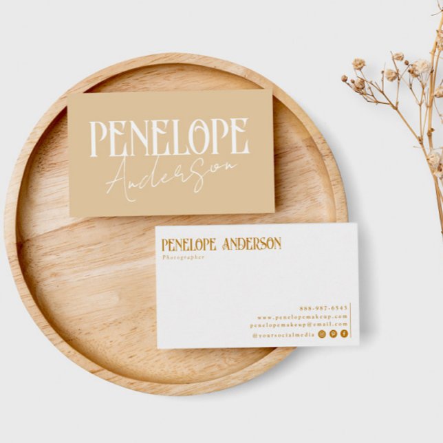 Tarjeta De Visita Elegante Boho Beige Neutral Minimal Moderno De Mod (Subido por el creador)