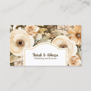 Tarjeta De Visita Elegante Boho Bohemian Gold Champagne Brown Floral