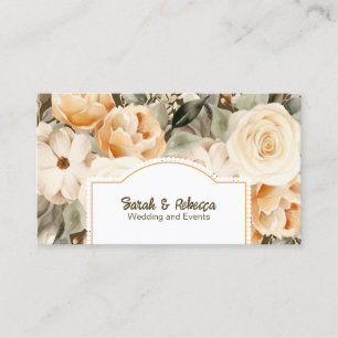 Tarjeta De Visita Elegante Boho Bohemian Gold Champagne Brown Floral
