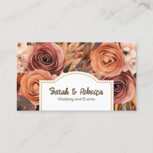 Tarjeta De Visita Elegante Boho Bohemian Gold Champagne Brown Floral