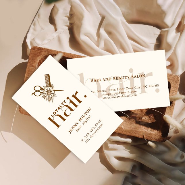 Tarjeta De Visita Elegante Boho Brown Scissors Hair Stylist (Subido por el creador)