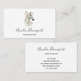 Tarjeta De Visita Elegante Boho Floral de caballos blancos