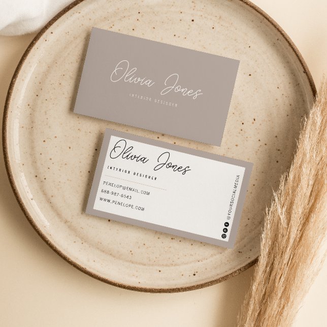 Tarjeta De Visita Elegante Boho Gray Branding Moderno Trendy Única (Subido por el creador)