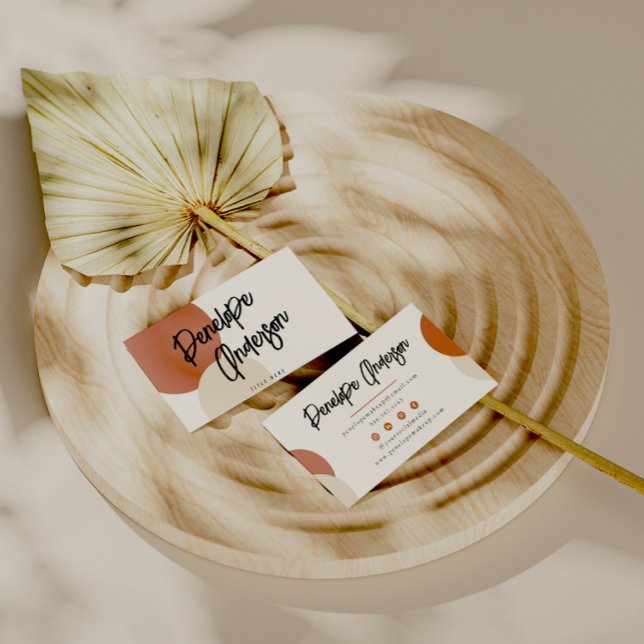 Tarjeta De Visita Elegante Boho Neutral Moda Terracota Moderno Único (Subido por el creador)