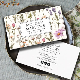 Tarjeta De Visita Elegante Boho Wildflower Botánico Floral