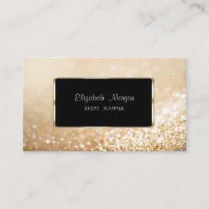 Tarjeta De Visita Elegante Bokeh Brillante Moderno, Marco Negro