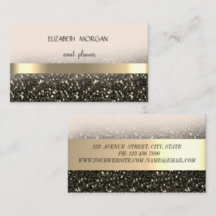 Tarjeta De Visita Elegante Bokeh Brillante Moderno, Rayas Doradas