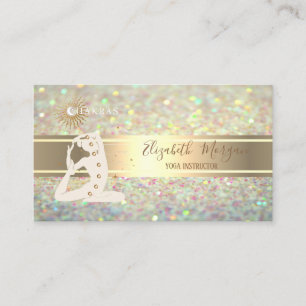 Tarjeta De Visita Elegante Bokeh de Brillo, Silueta de Yoga con Fran