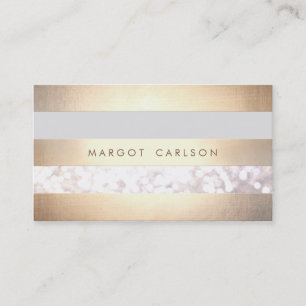Tarjeta De Visita Elegante Bokeh Faux Relieve metalizado dorado Stri