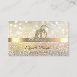 Tarjeta De Visita Elegante Bokeh Gold, Chica de yoga de oro