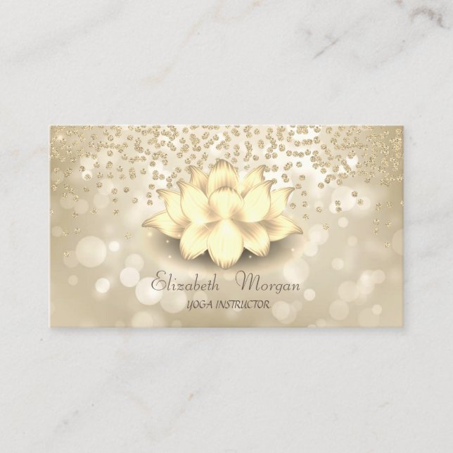Tarjeta De Visita Elegante Bokeh Moderno, diamantes de oro (Anverso)