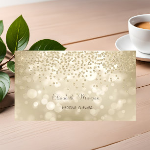 Tarjeta De Visita Elegante Bokeh Moderno, Diamantes de Oro