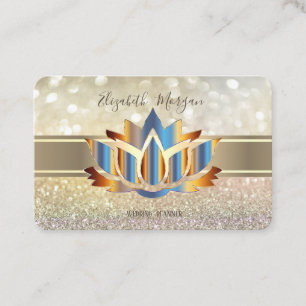 Tarjeta De Visita Elegante Bokeh Moderno, Loto de Raya Dorada