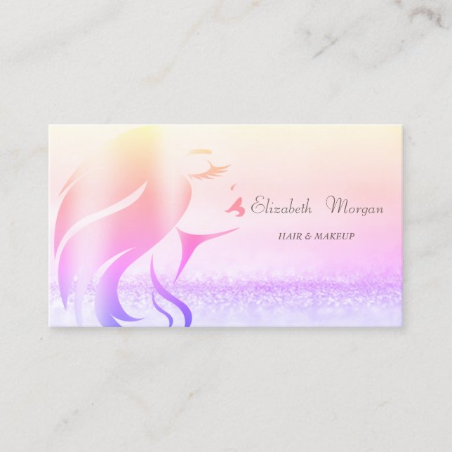 Tarjeta De Visita Elegante Bokeh Ombre Chica Silhouette (Anverso)