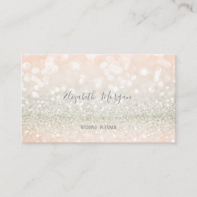 Tarjeta De Visita Elegante Bokeh Purpurina de estilo moderno (Anverso)