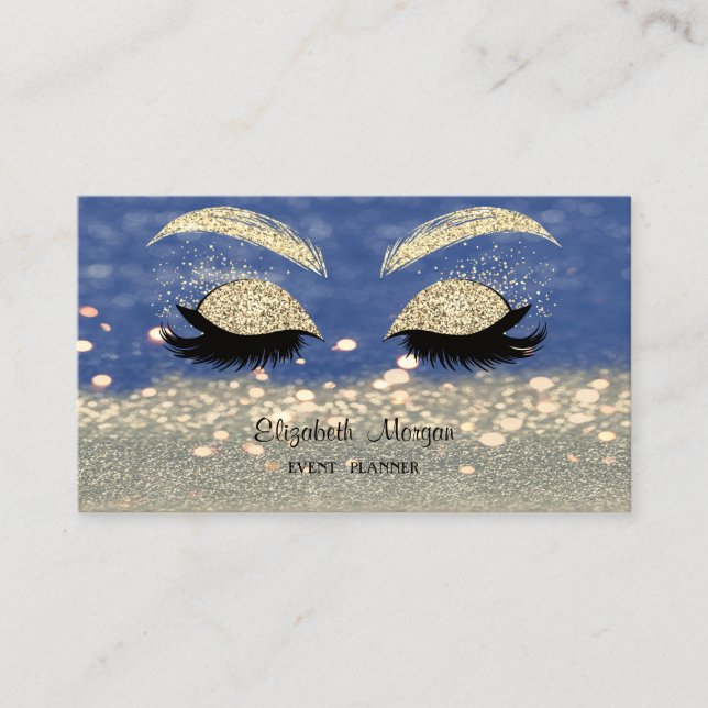 Tarjeta De Visita Elegante Bokeh Purpurinoso moderno, Faux Lashes (Anverso)