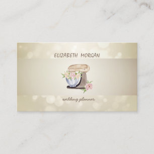 Tarjeta De Visita Elegante Bokeh, raya, mezclador retro floral