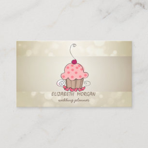 Tarjeta De Visita Elegante Bokeh, Stripe, Cupcake