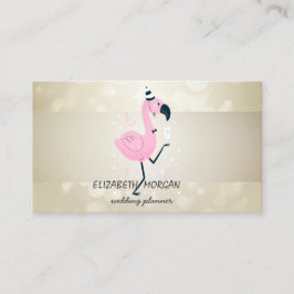 Tarjeta De Visita Elegante Bokeh, Stripe, Guay Pink Flamingo