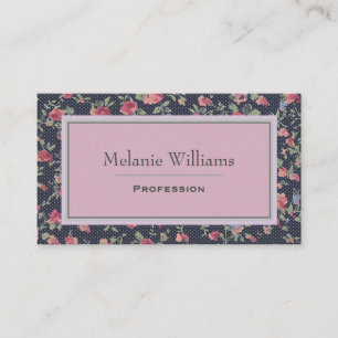 Tarjeta De Visita Elegante Bonito floral rosa y marina