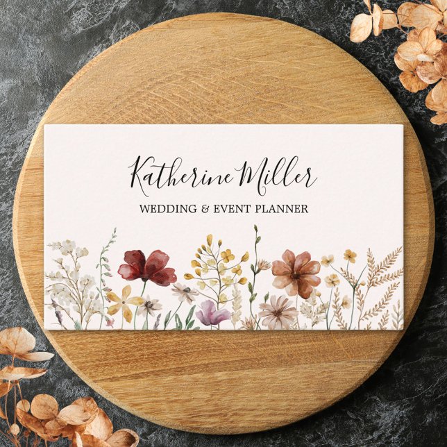 Tarjeta De Visita Elegante Bonito personalizada Floral de flores sil (In situ)
