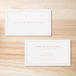 Tarjeta De Visita Elegante borde rosa Minimalista dos