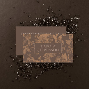 Tarjeta De Visita Elegante botánico   Rosa Gold Floral Profesional