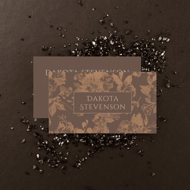 Tarjeta De Visita Elegante botánico | Rosa Gold Floral Profesional (Subido por el creador)