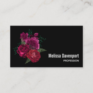 Tarjeta De Visita Elegante Bouquet Magenta Rosa Floral