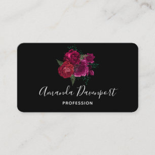 Tarjeta De Visita Elegante Bouquet Magenta Rosa Floral