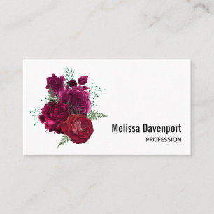 Tarjeta De Visita Elegante Bouquet Magenta Rosa Floral