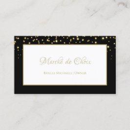 Tarjeta De Visita Elegante Boutique Purpurina Black and Gold Sparkle