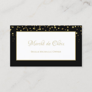 Tarjeta De Visita Elegante Boutique Purpurina Black and Gold Sparkle