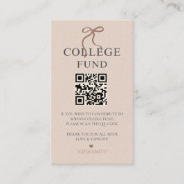Tarjeta De Visita Elegante Bow Graduation College Fund QR Code