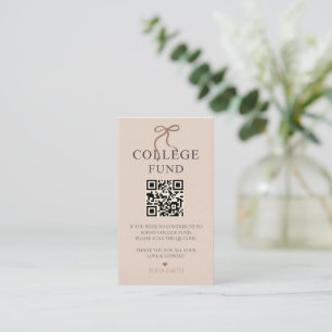 Tarjeta De Visita Elegante Bow Graduation College Fund QR Code