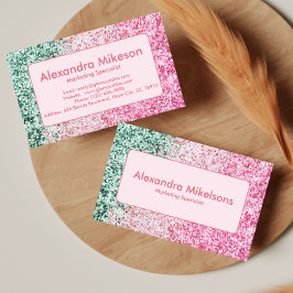 Tarjeta De Visita Elegante Branding Moderno con Brillo Rosa
