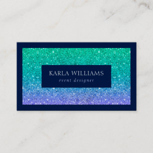 Tarjeta De Visita Elegante brillo ombre verde y púrpura