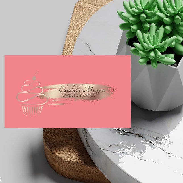 Tarjeta De Visita Elegante Broche de Cepillo, Pastel, Dulces (Subido por el creador)