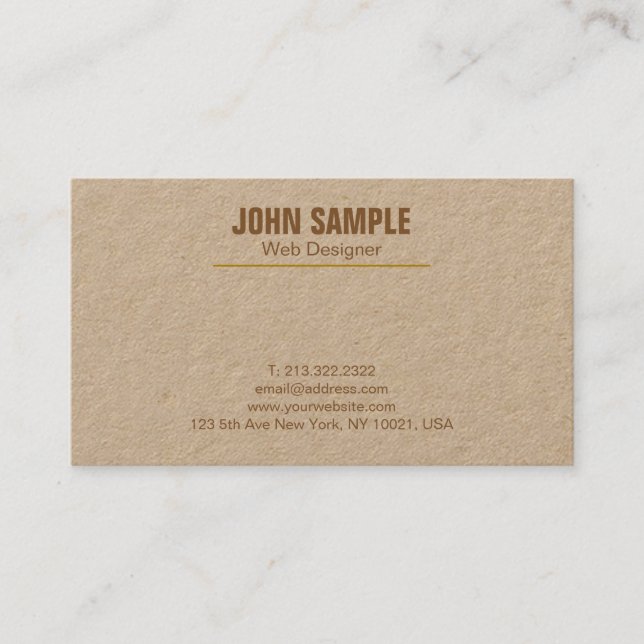 Tarjeta De Visita Elegante Brown Profesional Moderno (Anverso)