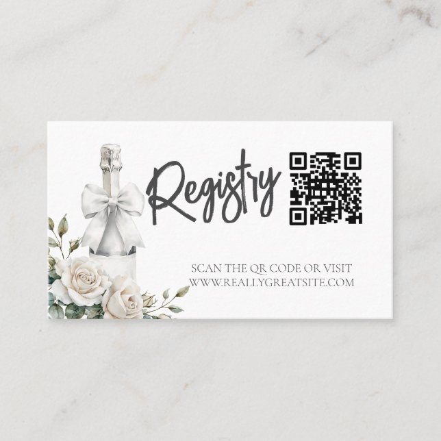 Tarjeta De Visita Elegante brunch floral blanco y burbujeante (Anverso)