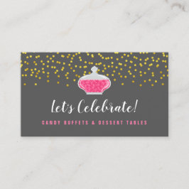 Tarjeta De Visita Elegante Buffet de Dulces de Oro