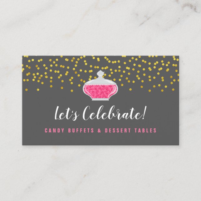 Tarjeta De Visita Elegante Buffet de Dulces de Oro (Anverso)