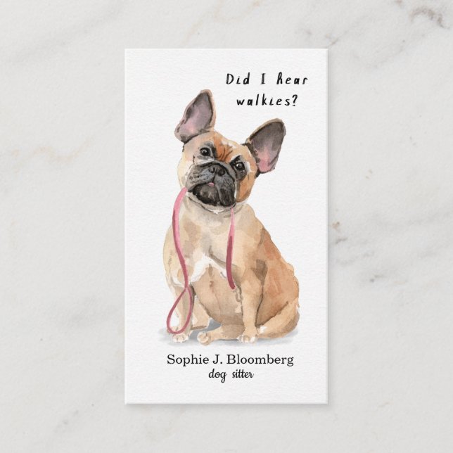 Tarjeta De Visita Elegante bulldog acuarela de canguro (Anverso)